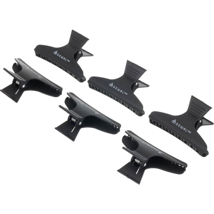 Зажим для волос DEWAL черный, карбон, 8,2 см 6 шт/уп CL-86959
